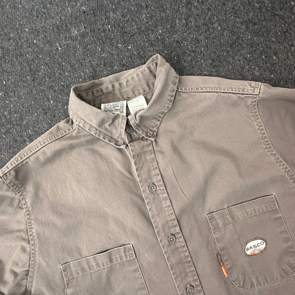 Rasco FR Work Shirt Mens 2XL Gray Flame Resistant GFB750 Button Down Twill